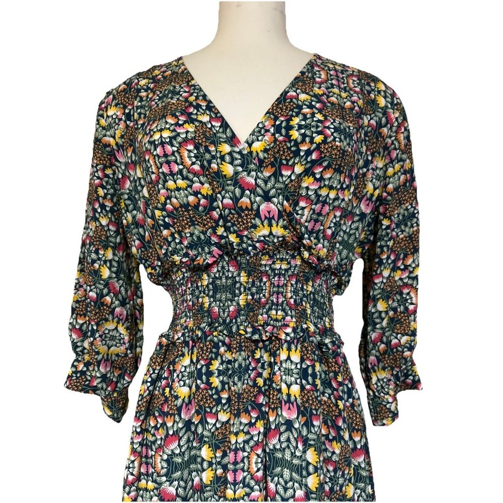 EVIE Green Floral Midi Dress Women’s size M Boho Festival Cottagecore - Picture 2 of 14